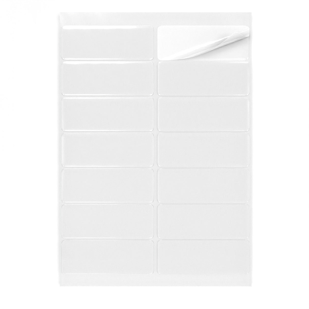 Rektangulære, klæbende mærkater