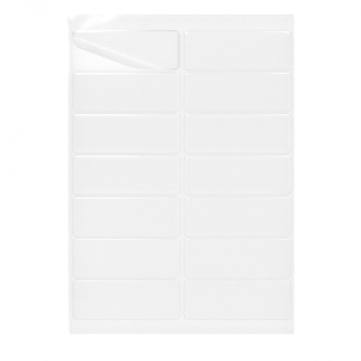 Rektangulære, klæbende mærkater