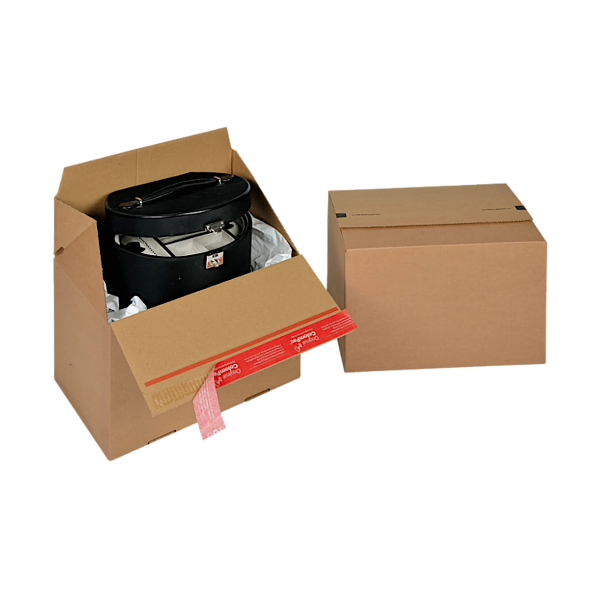 Papkasse med selvlukkende lukning til forsendelser