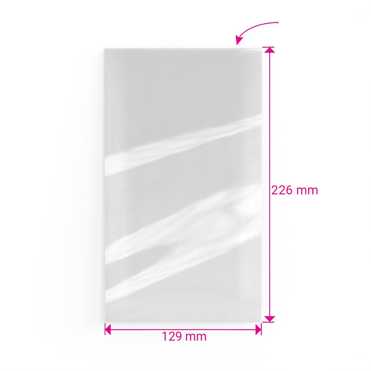 Åben cellofanpose med toplomme