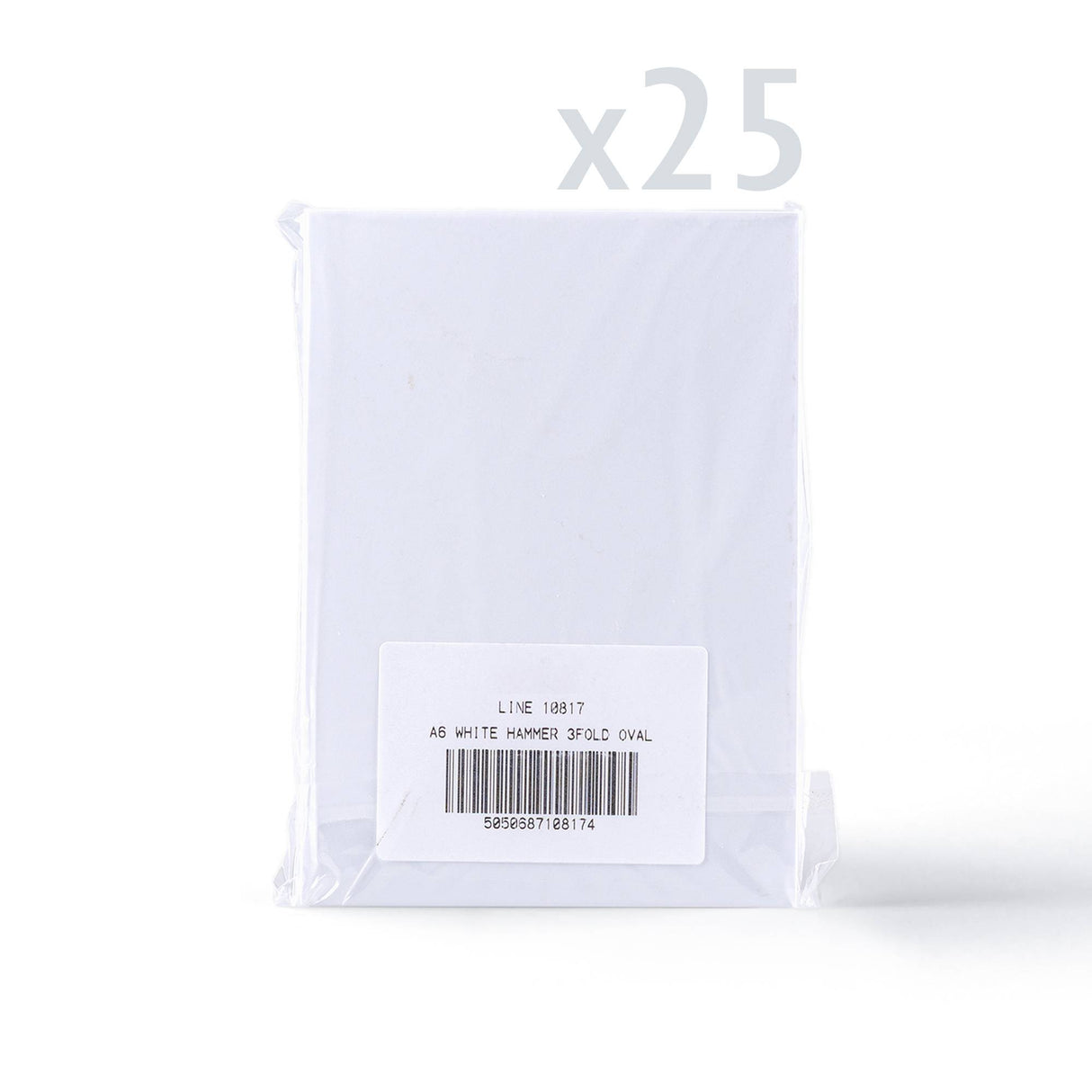 Hvide trefløjede kort med hamret struktur og ovalt udskåret vindue – pakke