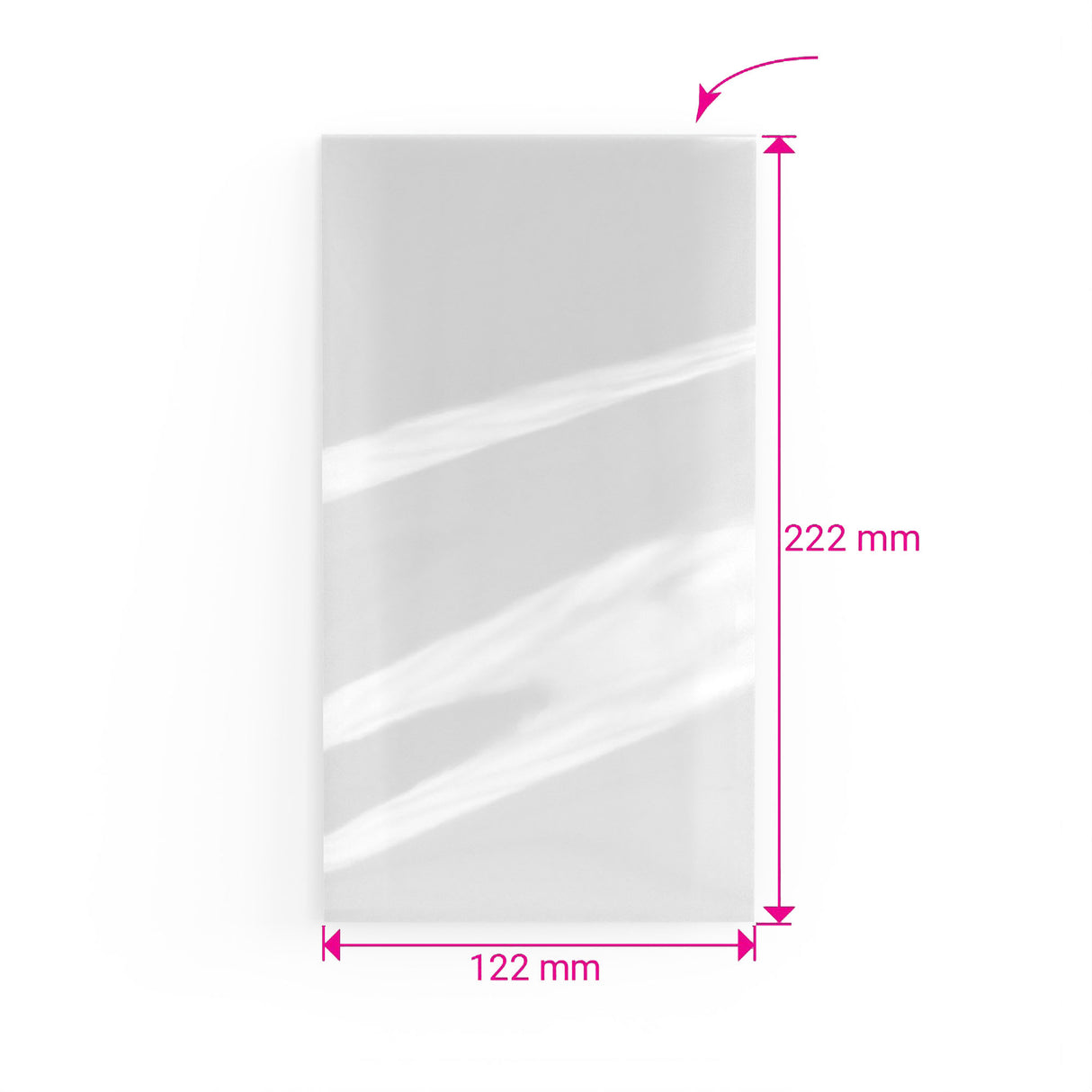 Åben cellofanpose med toplomme